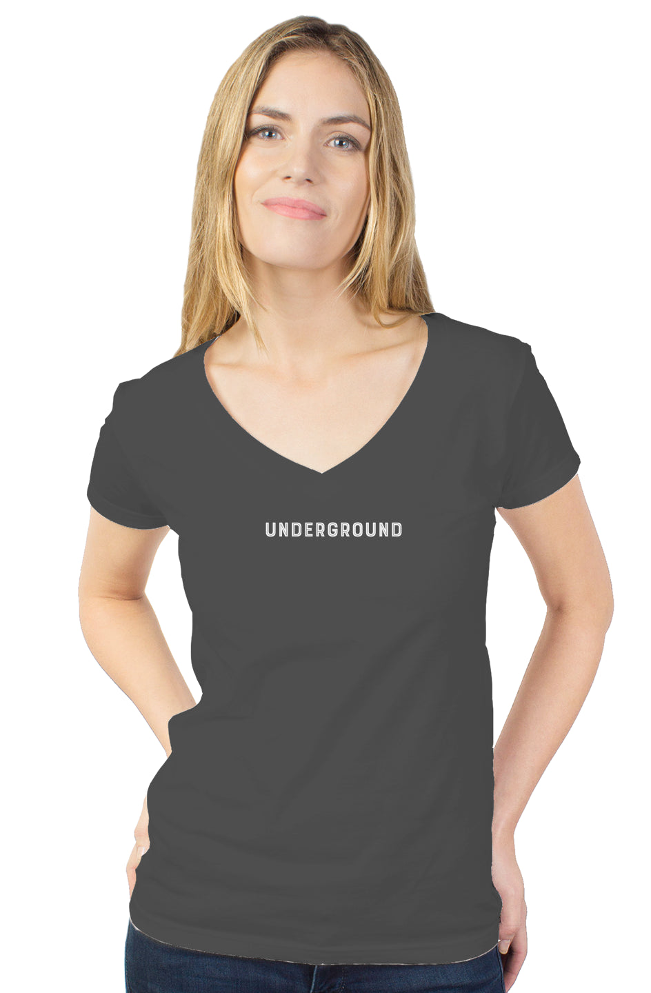 Underground womens tultex v neck - Charcoal