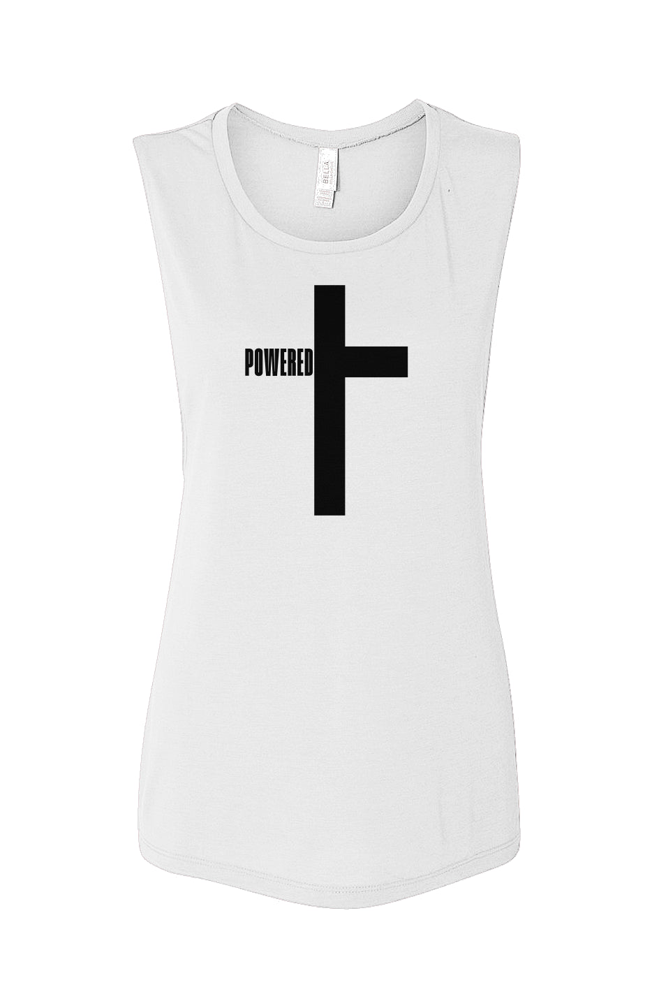 Ladies "Powered" Muscle Tank - White