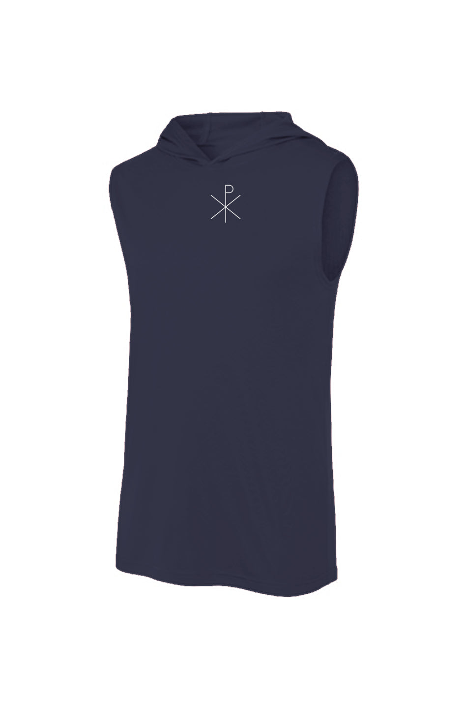 Chi-Rho Sleeveless Hoodie Navy/White