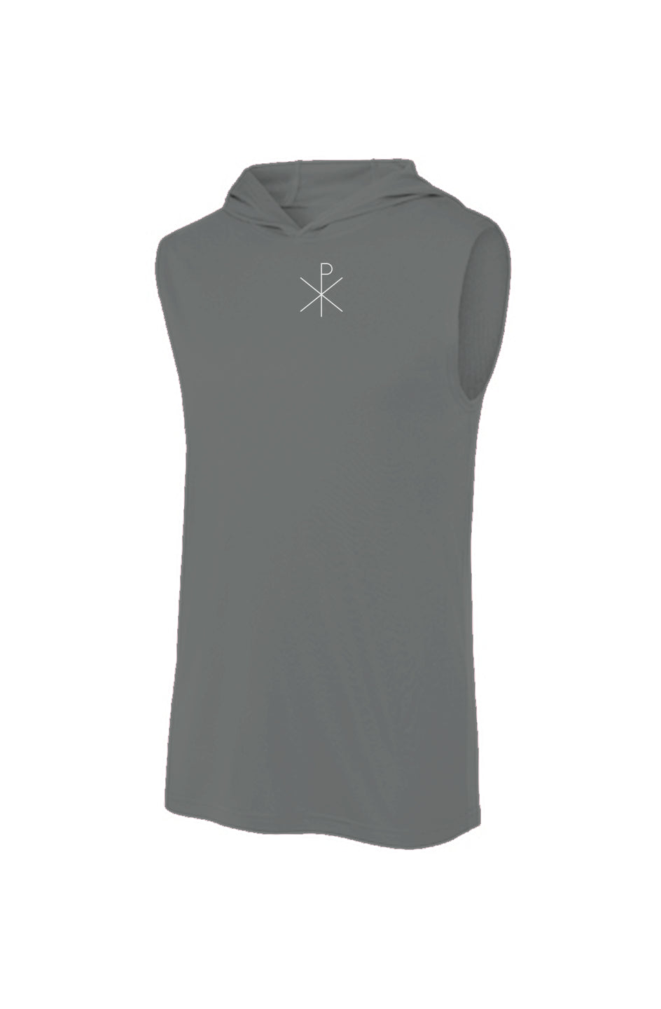 Chi-Rho Sleeveless Hoodie Iron Grey/White